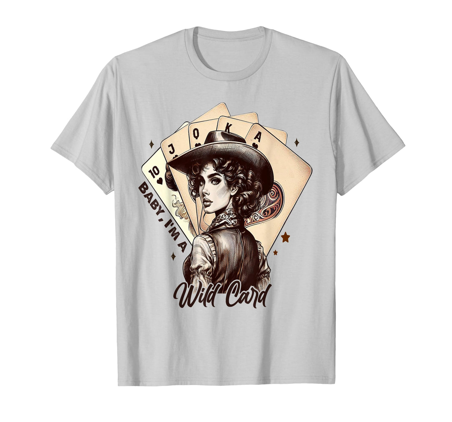Cowgirl Poker Cards Wild Card Retro Southern Cowgirl Women T-Shirt