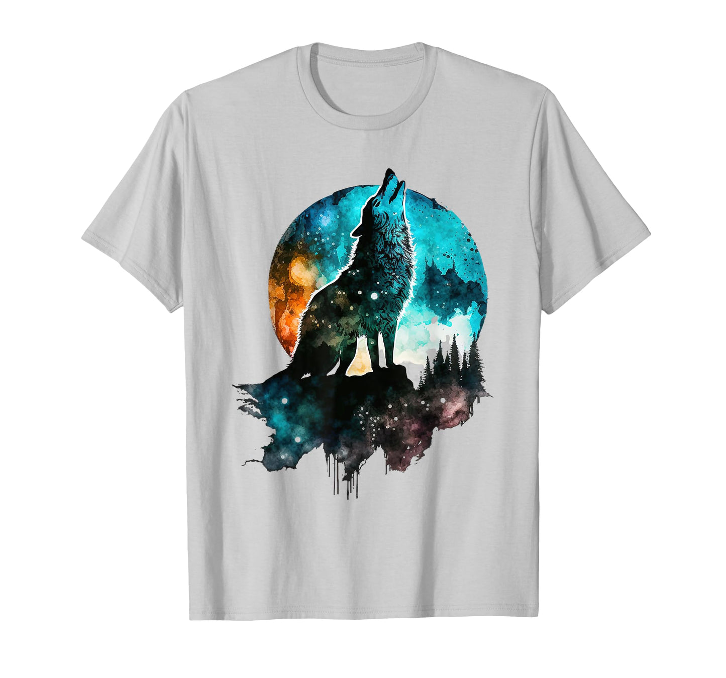 Howling Wolf Moon Graphic Design - Women Wolf T-Shirt