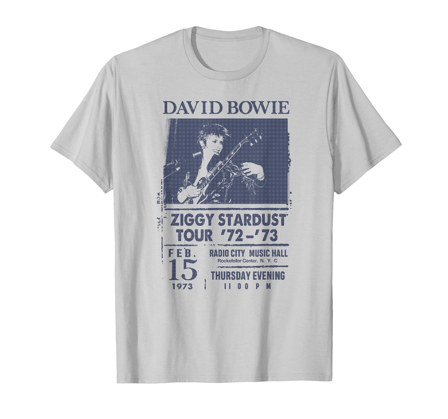 David Bowie Grey Radio City T-Shirt - Classic Fit Crew Neck Cotton Tee for Adults