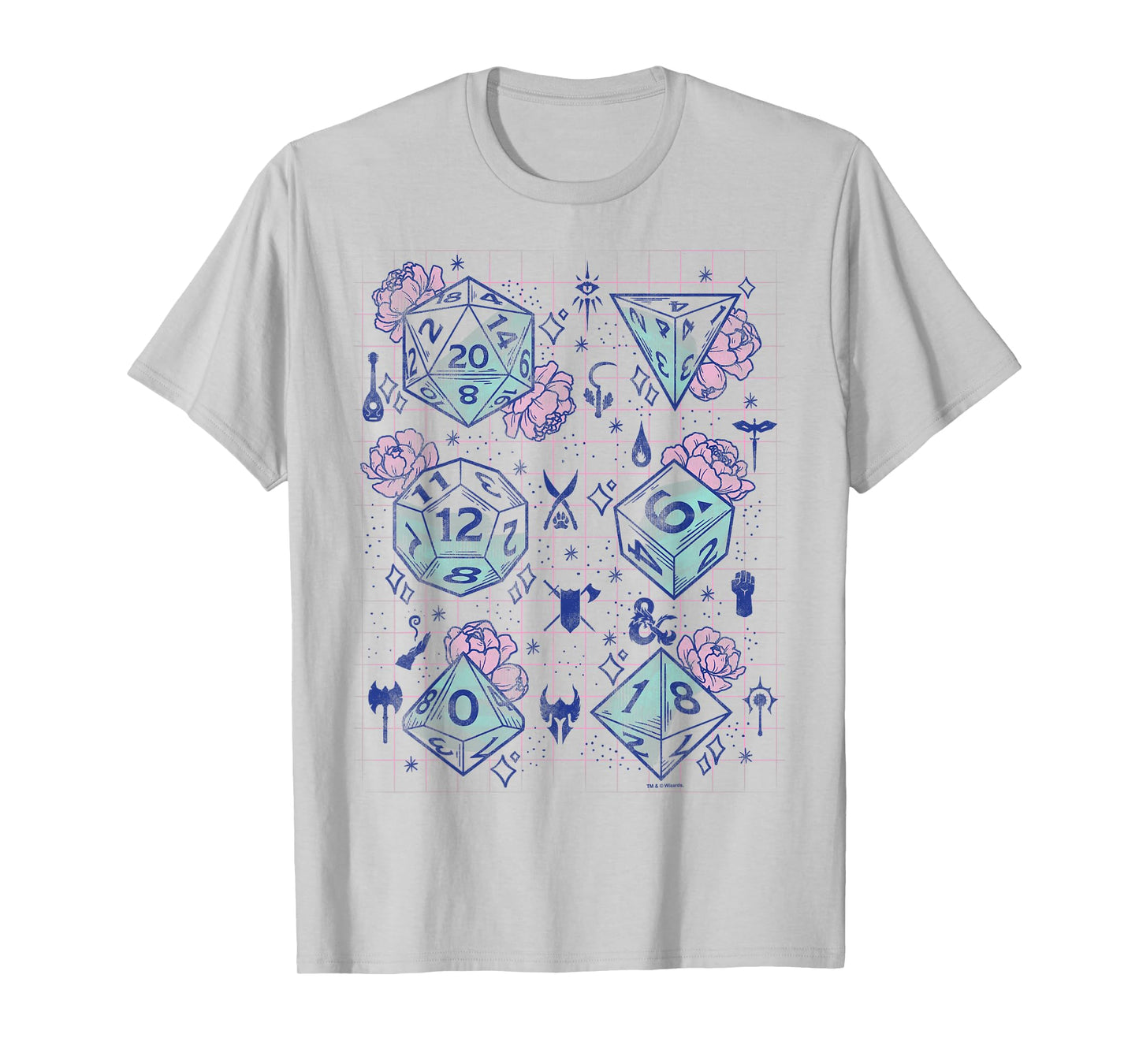 Dungeons & Dragons Floral Dice Grid T-Shirt