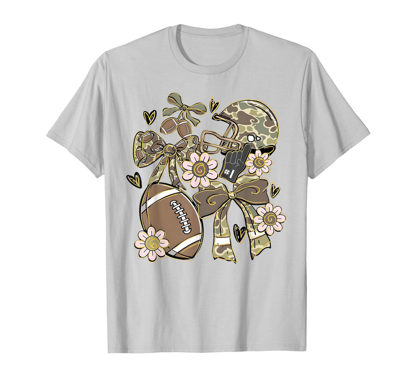 Camo Coquette Bow Football Camo Fall Autumn Girl Women T-Shirt