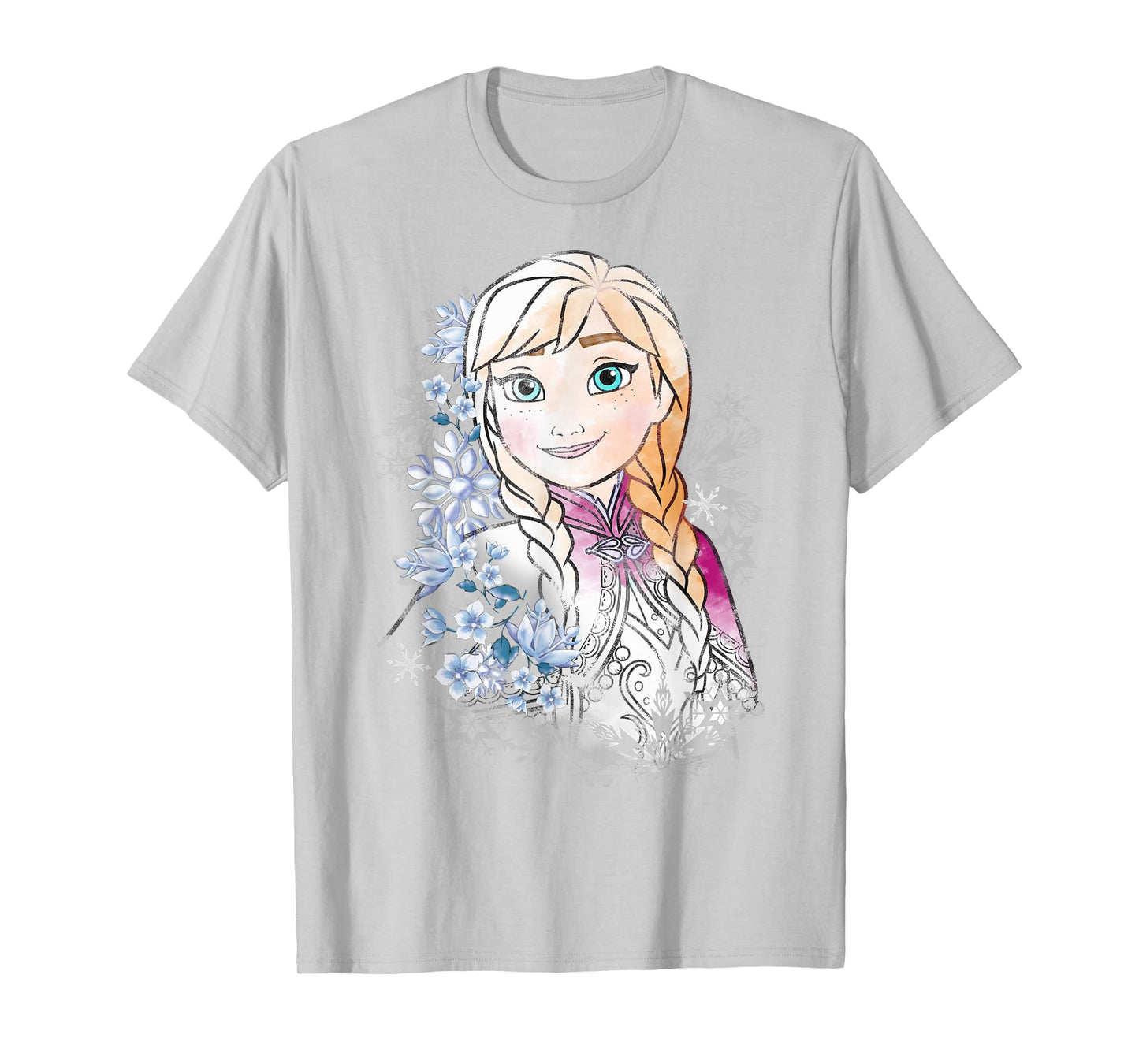 Disney Frozen Anna Illustrated Snowflake Flowers T-Shirt T-Shirt