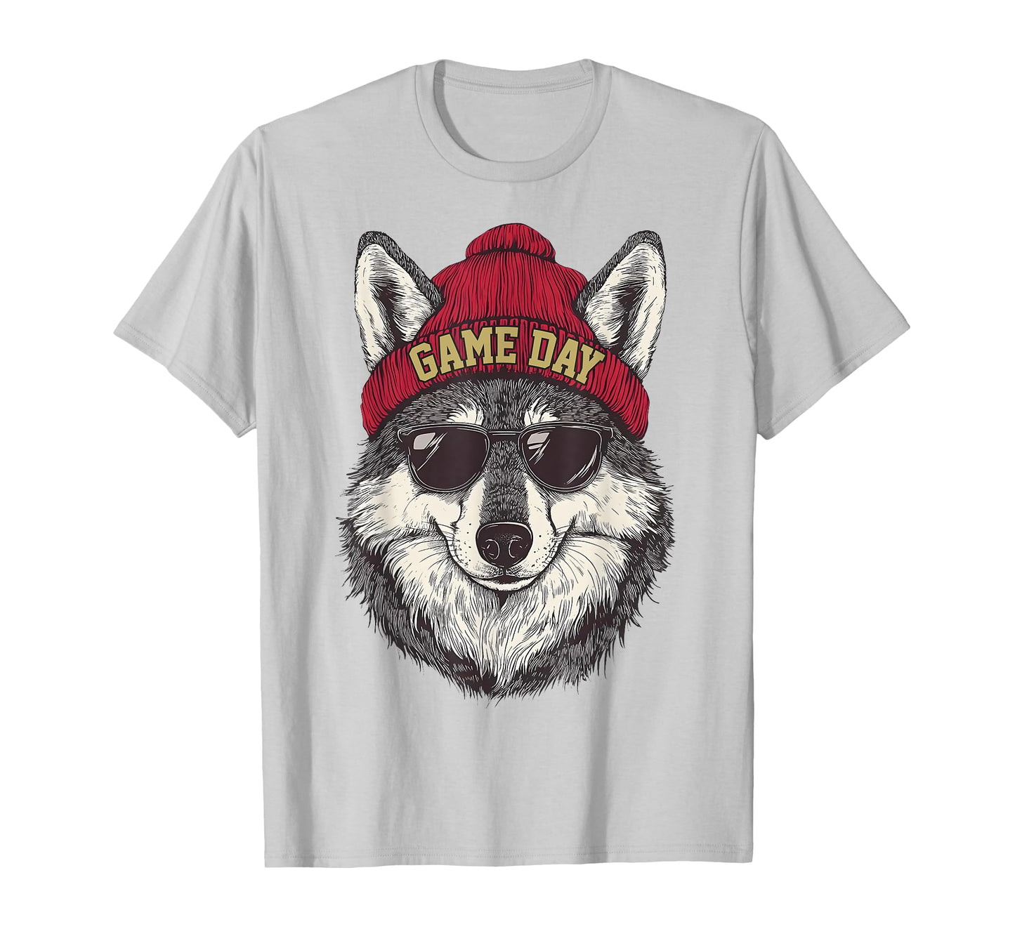 Football Game Day Wolf Cool Sunglasses Team Spirit T-Shirt