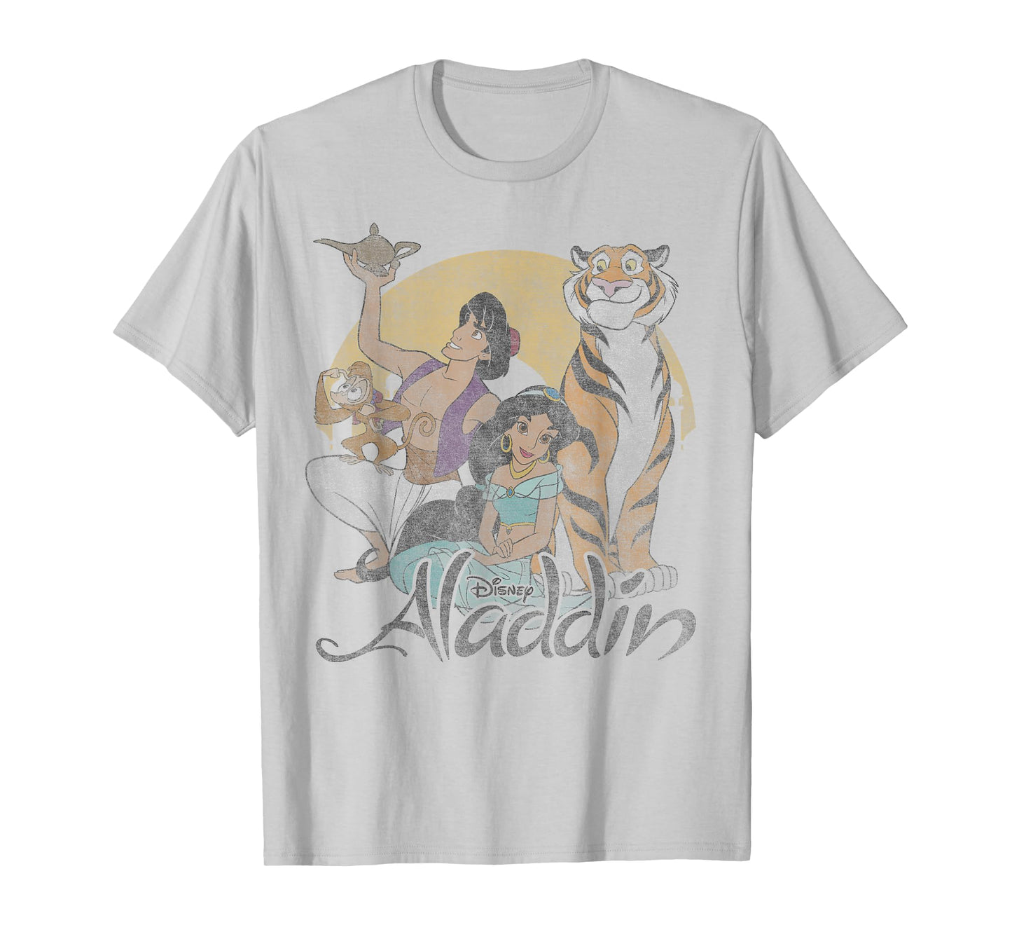 Disney Aladdin Group Shot Faded Sun Poster T-Shirt