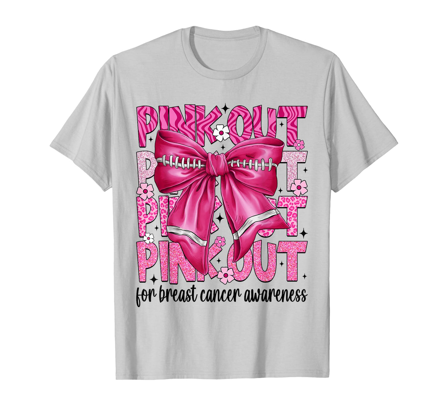 Coquette Bow Pink Out Football Team Breast Cancer Awareness T-Shirt