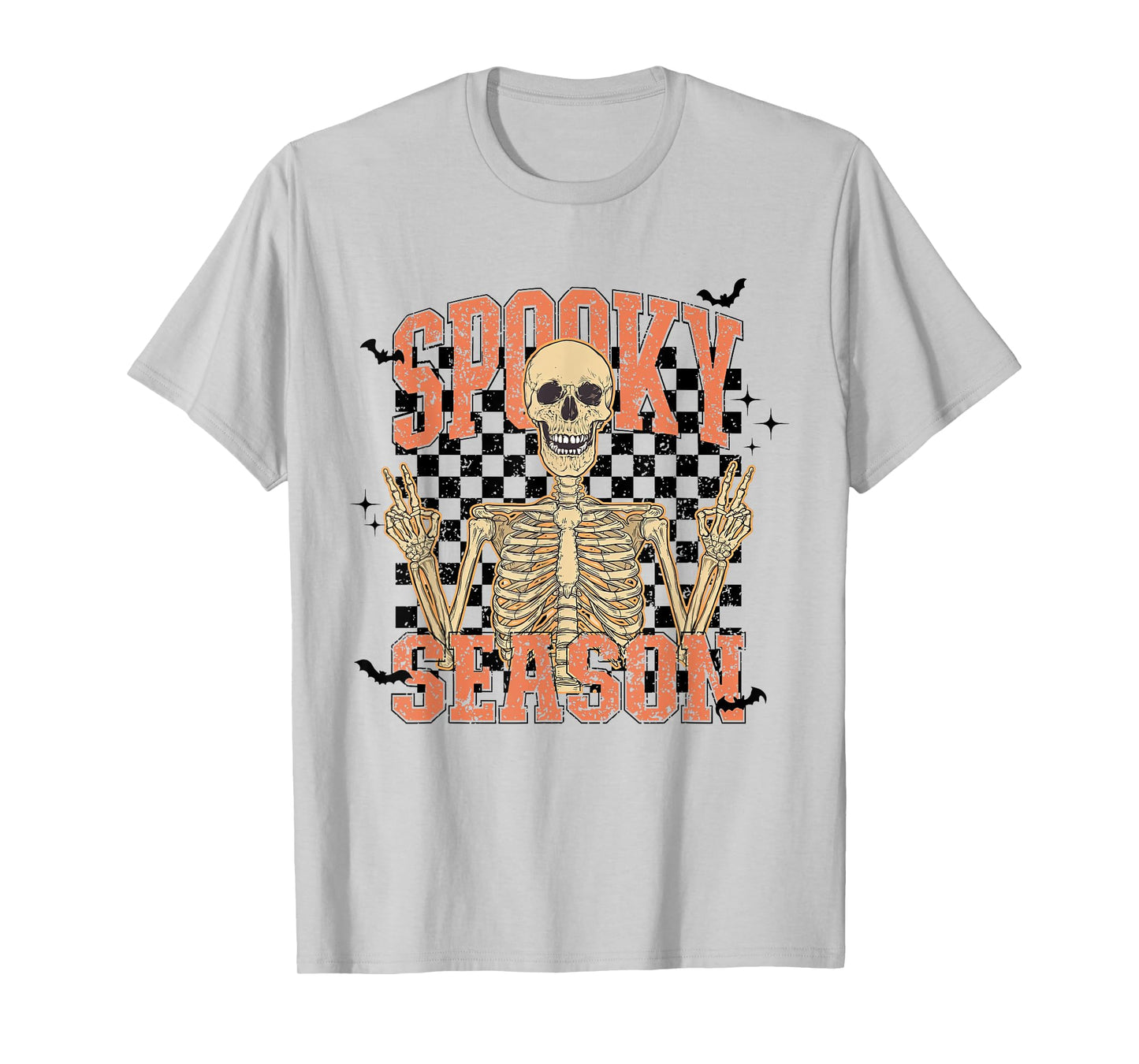 Retro Groovy Halloween Spooky Season Skull Spooky Skeleton T-Shirt