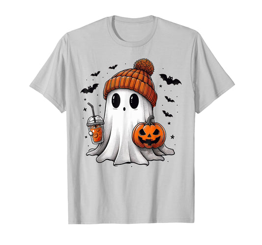 Ghost Drinking Coffee Halloween Ghost T-Shirt