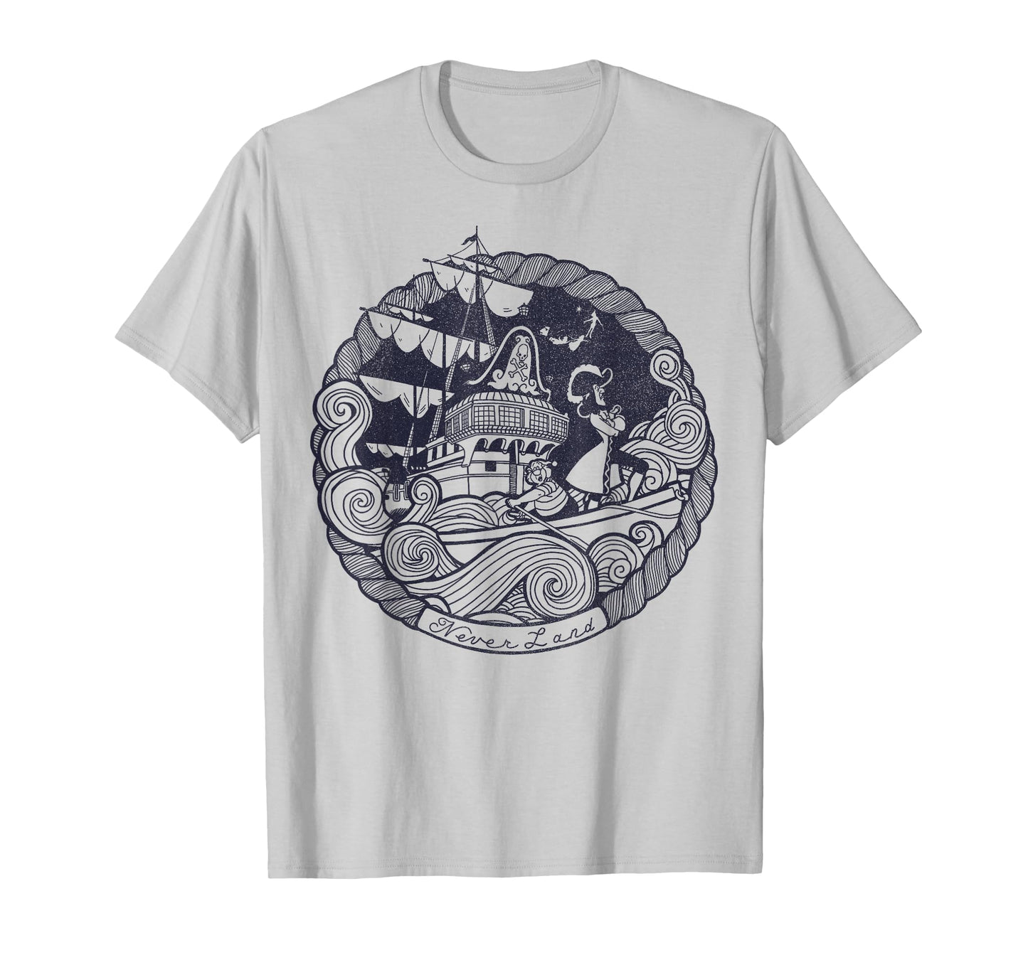 Disney Peter Pan Captain Hook Ship Stamp Graphic T-Shirt T-Shirt