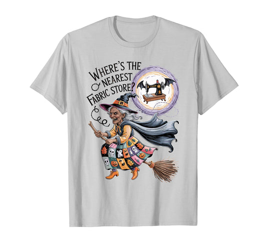 Funny Halloween Witch Sewing and Fabric Lover Quilt Design T-Shirt