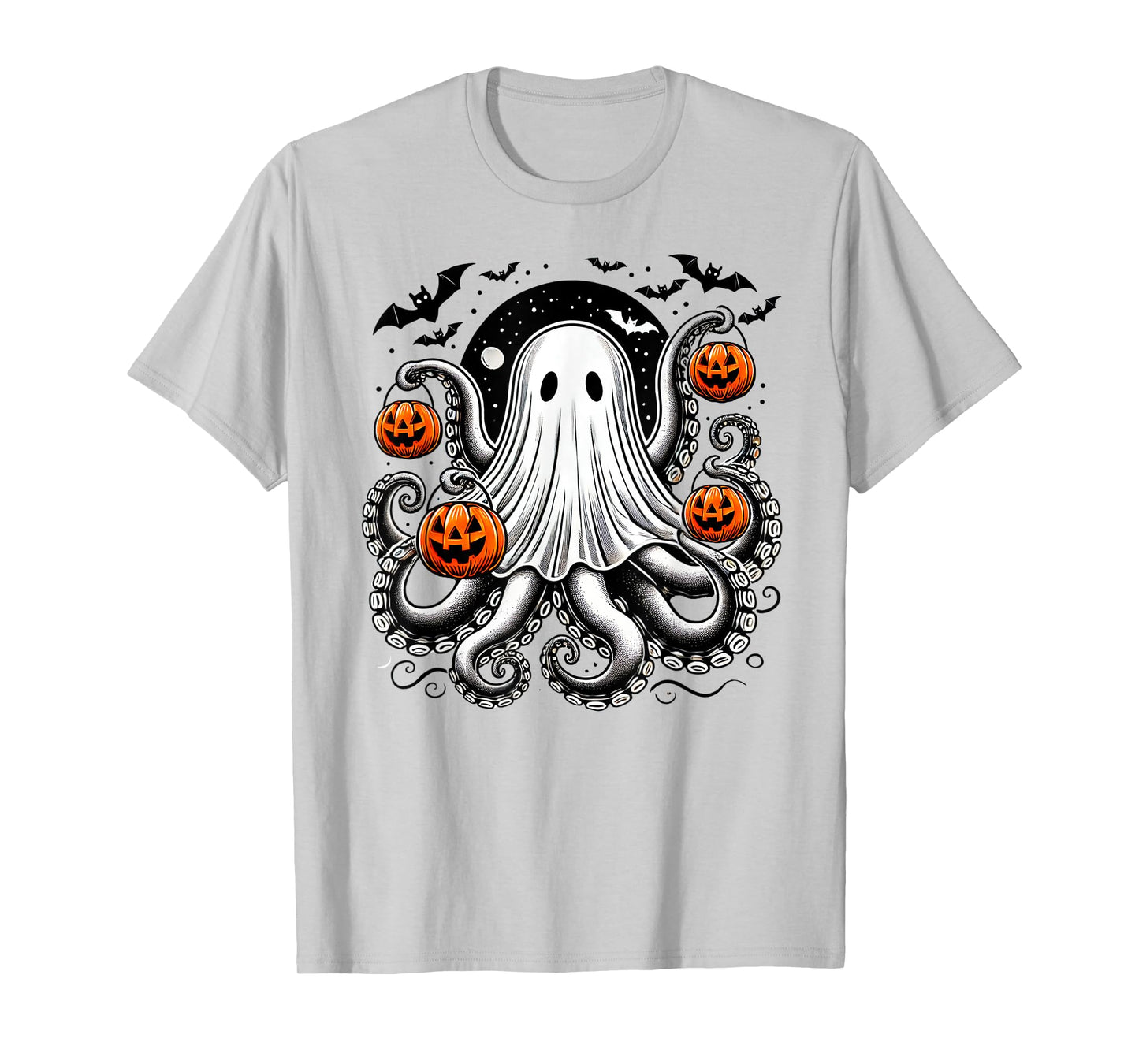 Spooky Tentacled Ghost Octopus - Halloween Kraken Pumpkins T-Shirt