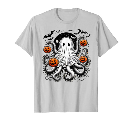 Spooky Tentacled Ghost Octopus - Halloween Kraken Pumpkins T-Shirt