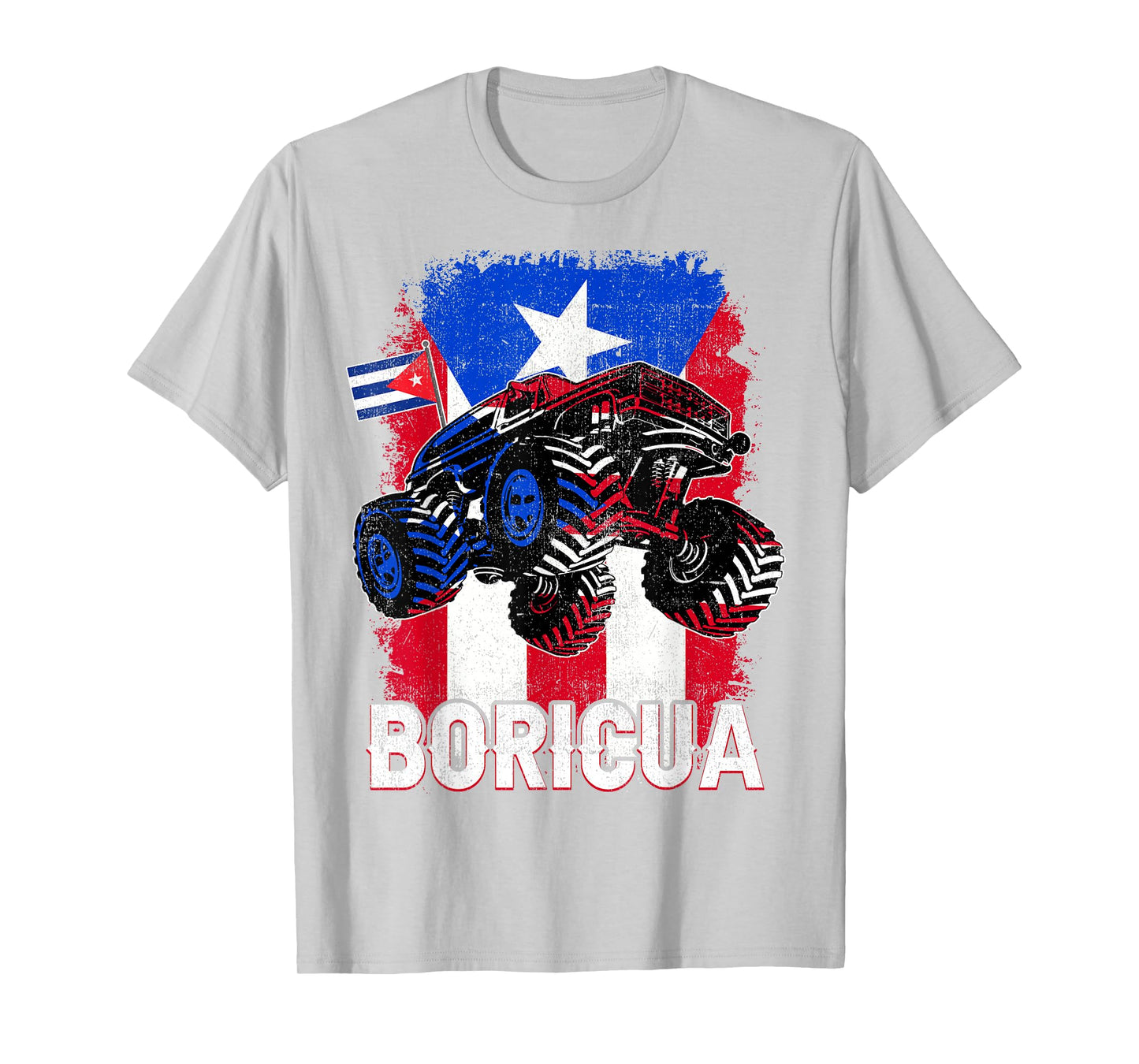 Boricua Puerto Rico Kid Boy Toddler Monster Truck Rican Flag T-Shirt