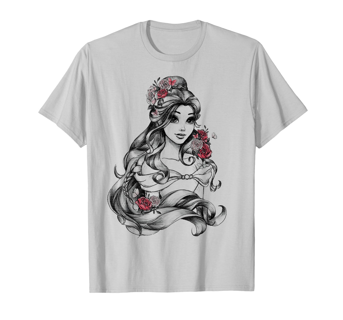Disney Beauty and The Beast Belle Princess Rose Portrait T-Shirt Small