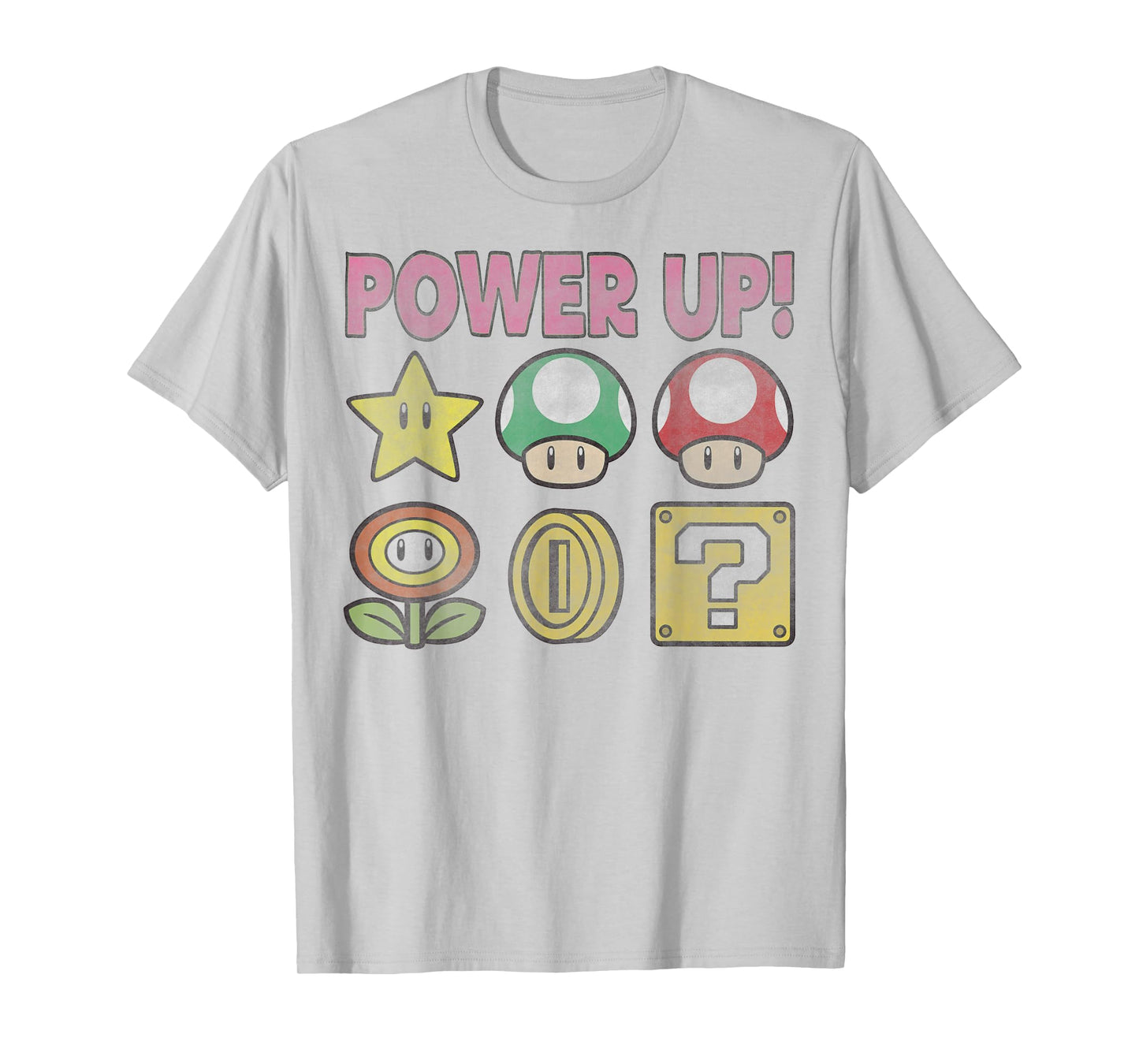Nintendo Super Mario Power-Up Icons Vintage Graphic T-Shirt T-Shirt