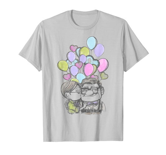 Disney Pixar Up Valentine's Day Carl and Ellie Balloons T-Shirt Small