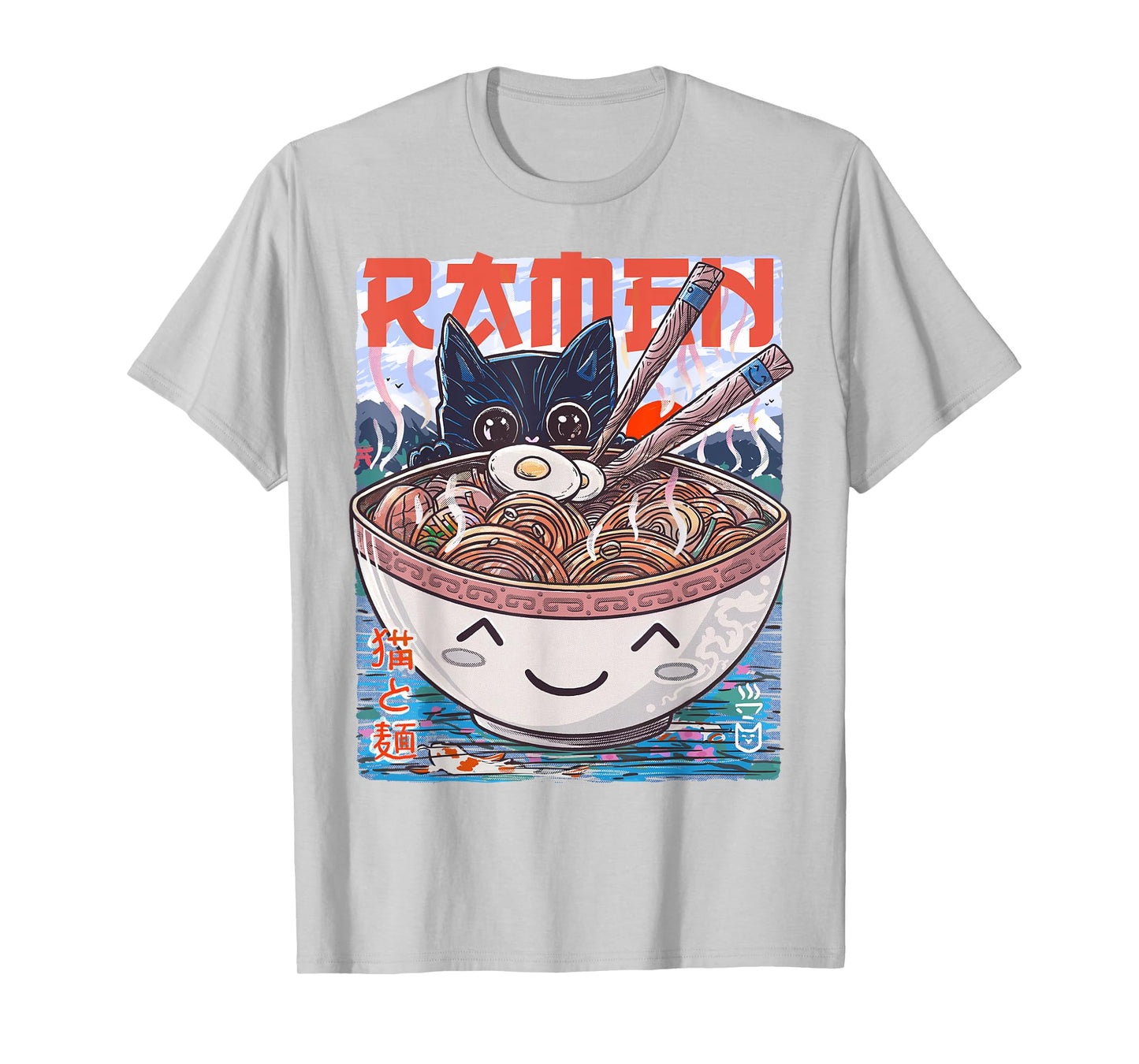 Ramen Noodles Anime Cat T-Shirt