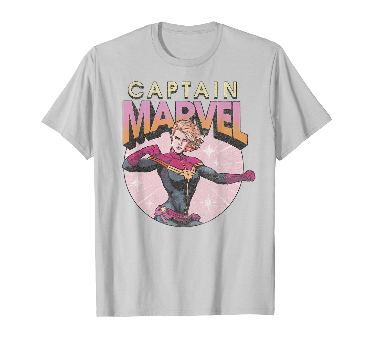 Marvel Comics Captain Marvel Distressed Vintage Circle Logo T-Shirt