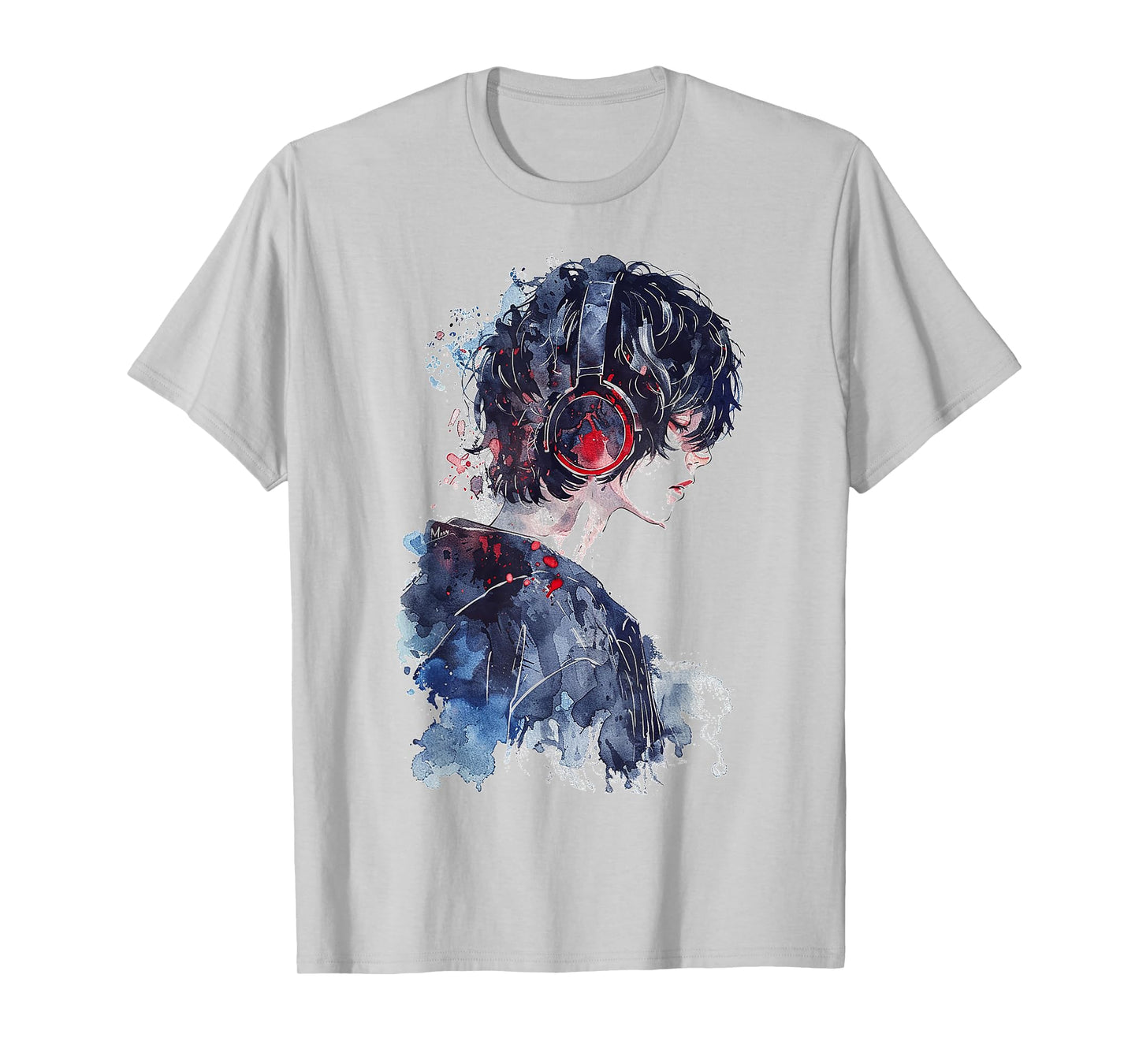 Anime Manga Motif Headphone Artwork Anime T-Shirt