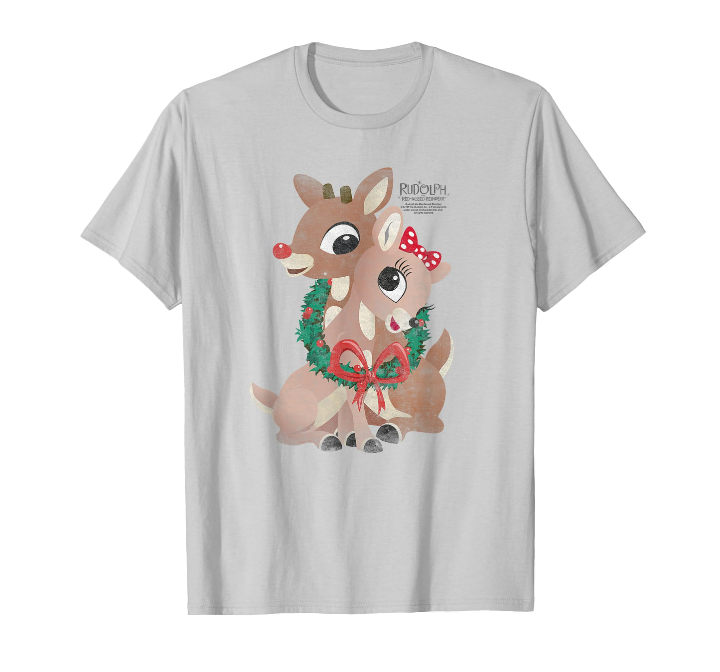 Rudolph and Clarice Holiday Wreath Vintage Christmas T-Shirt
