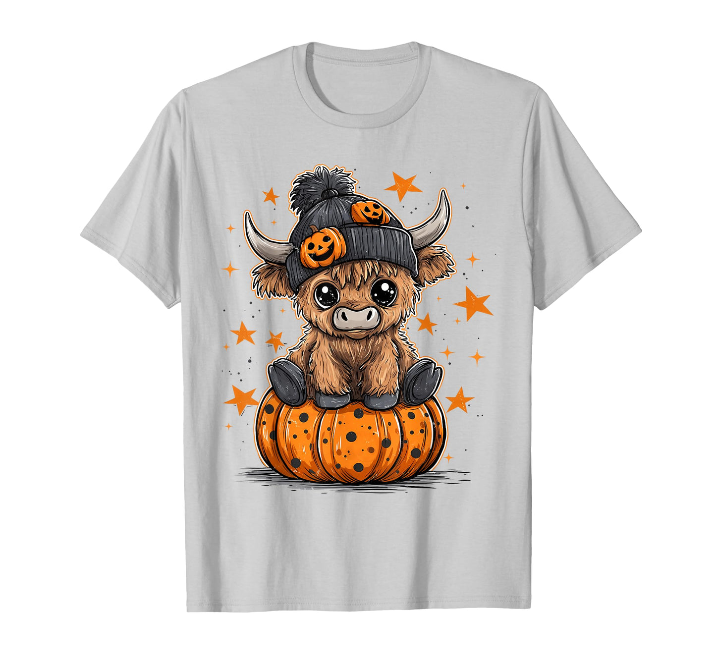 Halloween Highland Cow Witchy Cow Spooky Season Pumpkin T-Shirt