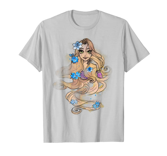 Disney Tangled Rapunzel Watercolors Portrait Graphic T-Shirt T-Shirt Small