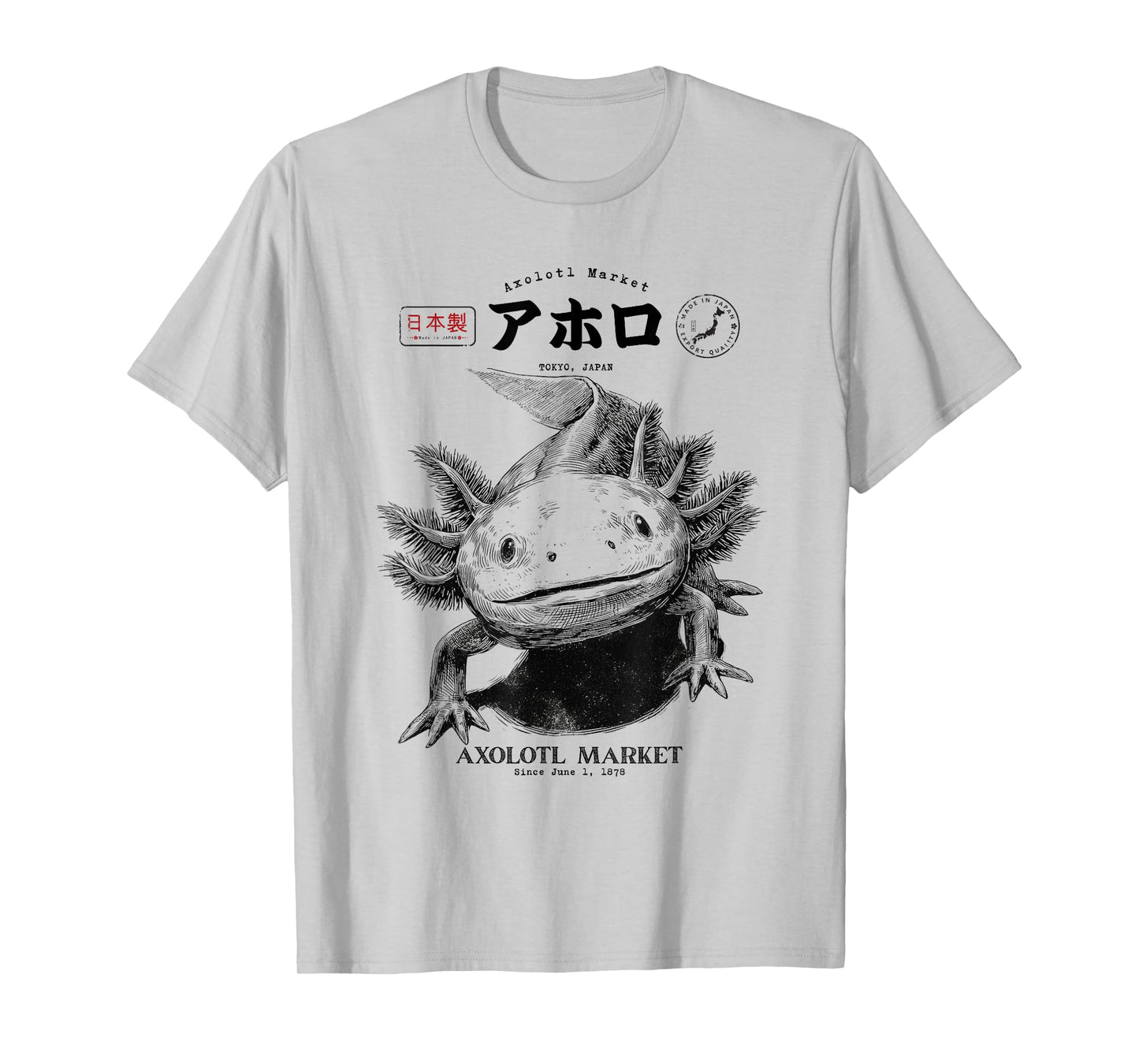 Vintage Axolotl Market Japanese Tokyo Retro Animal T-Shirt