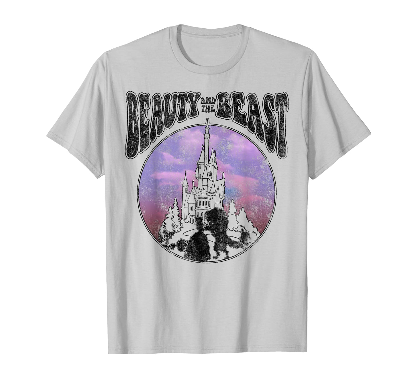 Disney Beauty and the Beast Watercolor Palace Silhouettes T-Shirt