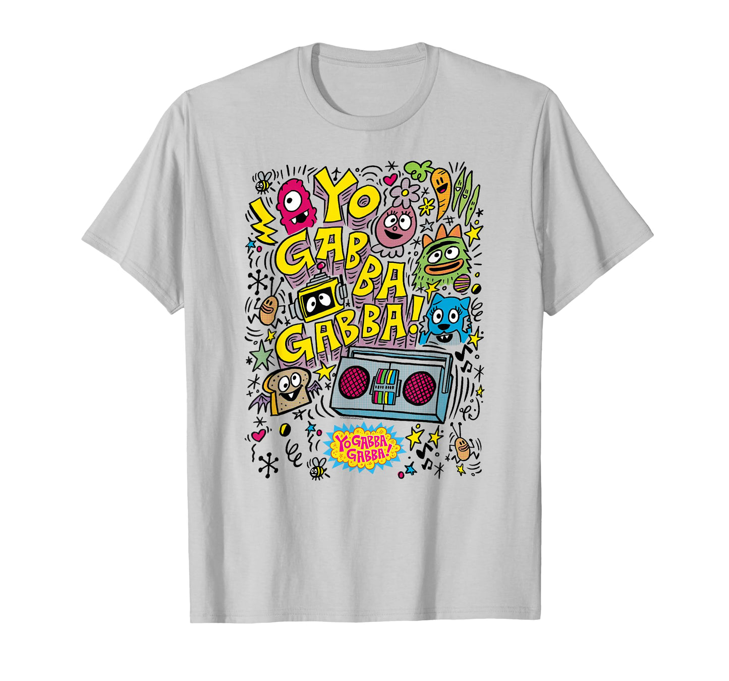 Yo Gabba Gabba! Boombox and Characters Sketch TV Show T-Shirt