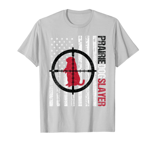 American Flag Prairie Dog Hunting Prairie Dog Slayer T-Shirt