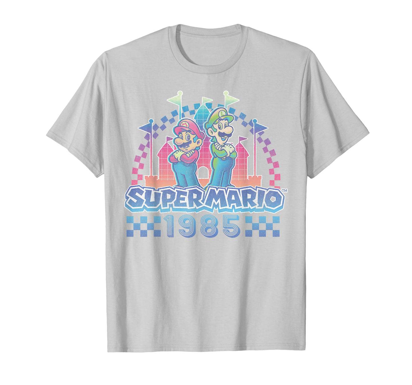Super Mario Bros Retro Rainbow 1985 Vintage Race Track Duo T-Shirt