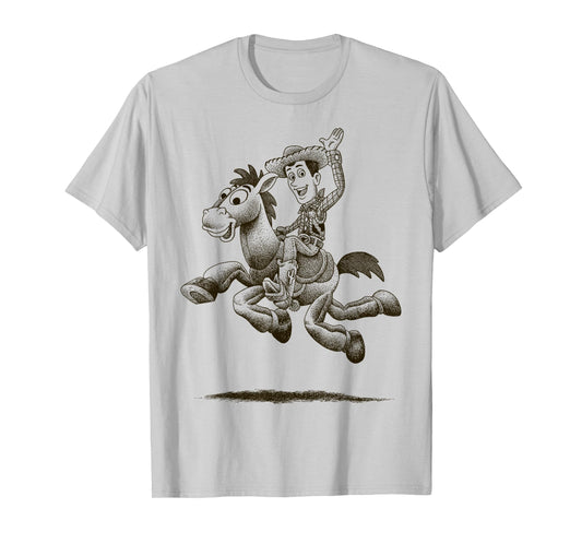 Disney Pixar Toy Story Woody Bullseye Sketch Graphic T-Shirt T-Shirt