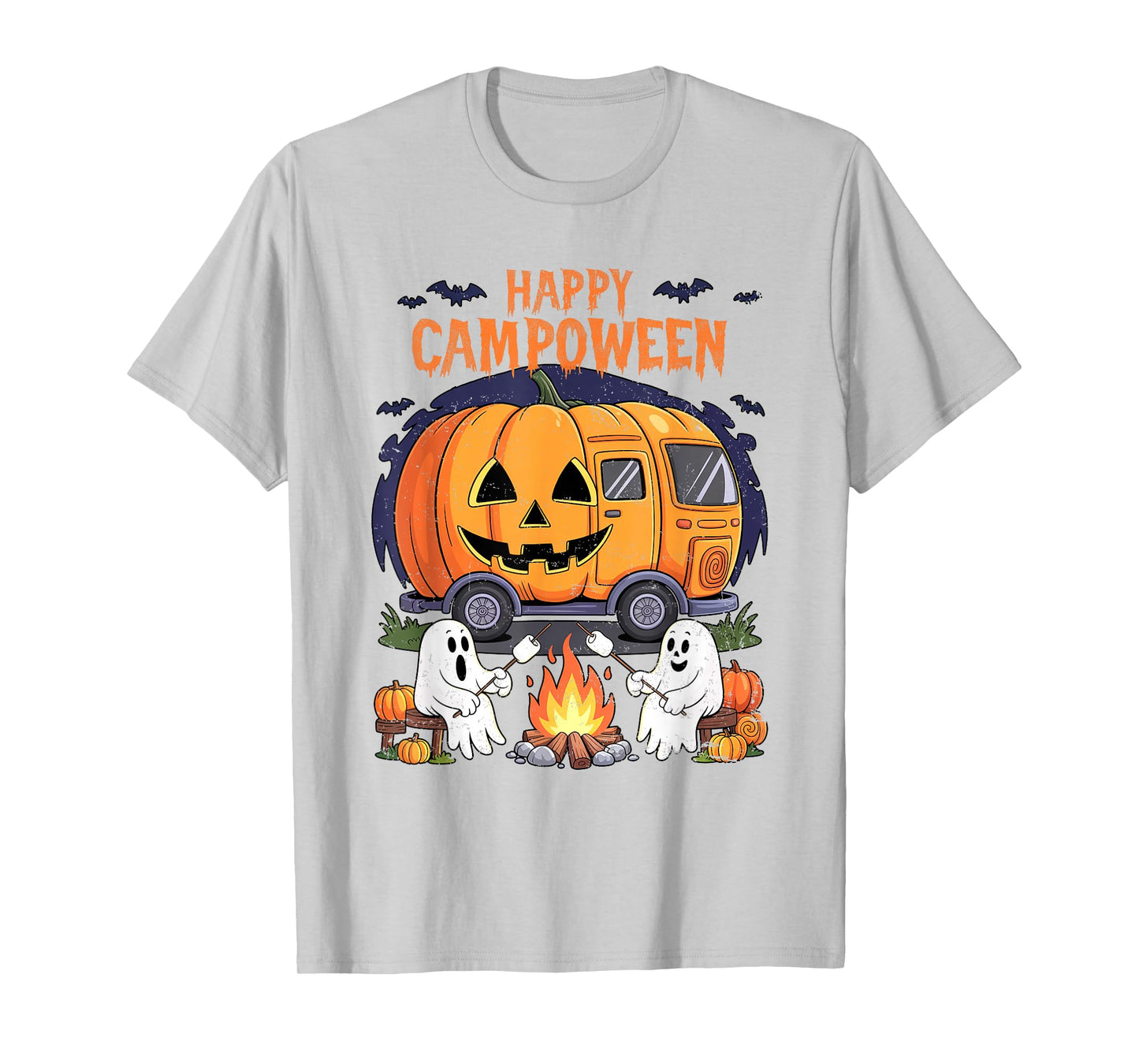 Happy Camp-O-Ween Halloween Camping Ghosts and Campfires T-Shirt