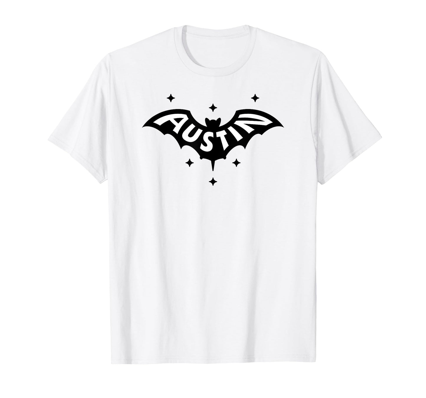 AUSTIN BAT - Austin TX Bat Logo W. Stars Two Tone Design T-Shirt