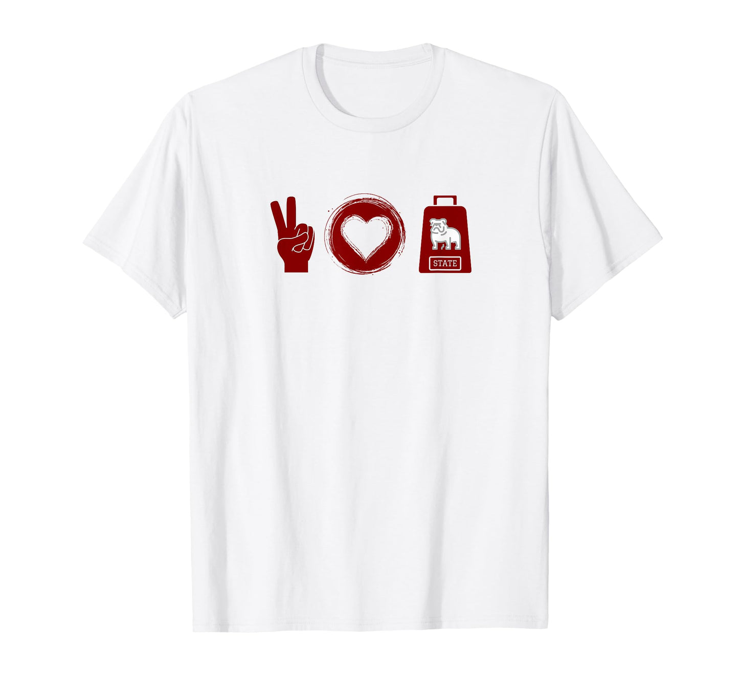 Peace, Love, Cowbell Mississippi Game Day T-Shirt
