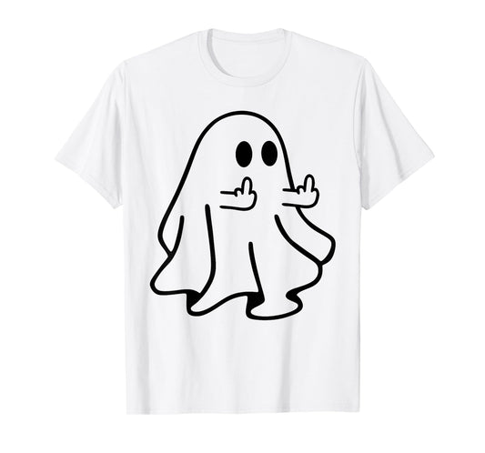 Boo Ghost Middle Finger Funny Halloween Costume Adult Joke T-Shirt