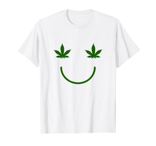 Weed Happy Face, Funny Smiling Pot Leaf T-Shirt