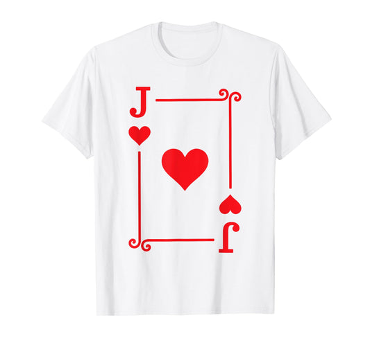 Playing Card Costume Tees Jack Hearts Card T-Shirt - White, Small, Unisex-Kids