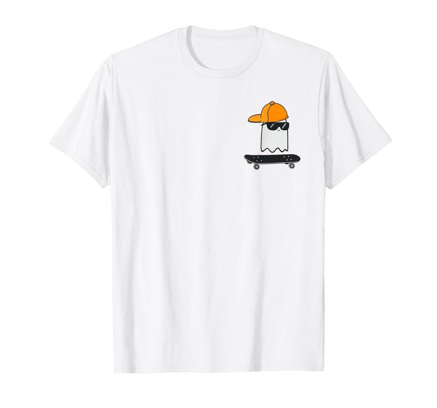 Ghost Skateboarding Lazy Halloween Costume Funny Skateboard T-Shirt