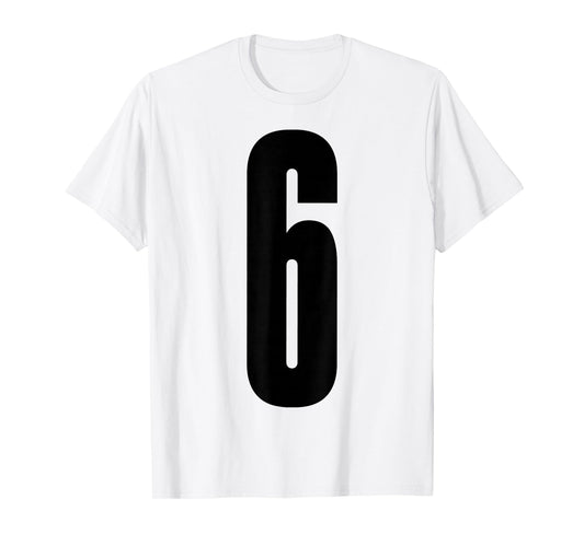 Black Sports Team Number #6 T-Shirt