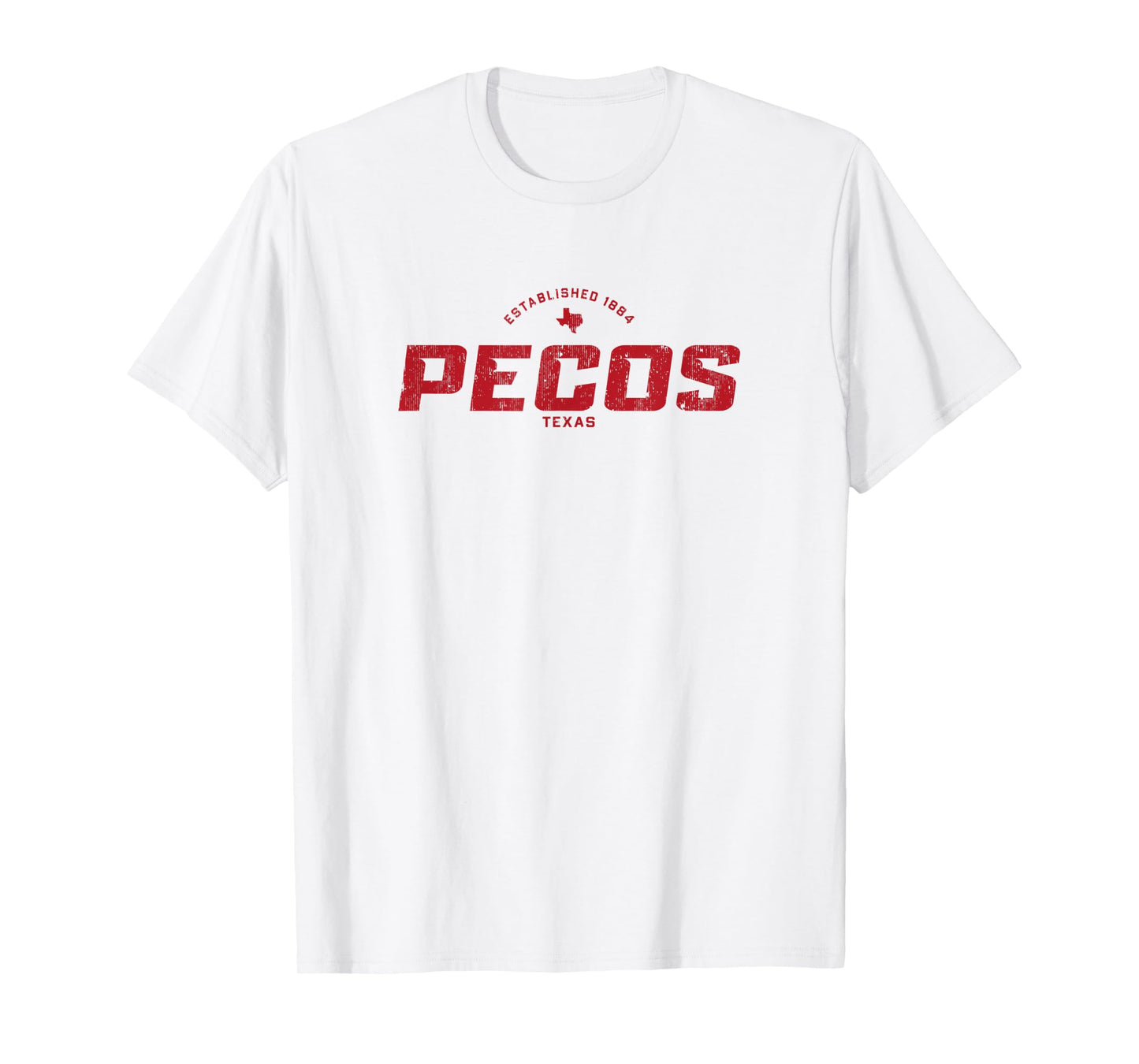 Pecos Texas TX Vintage Athletic Red Sports Logo T-Shirt