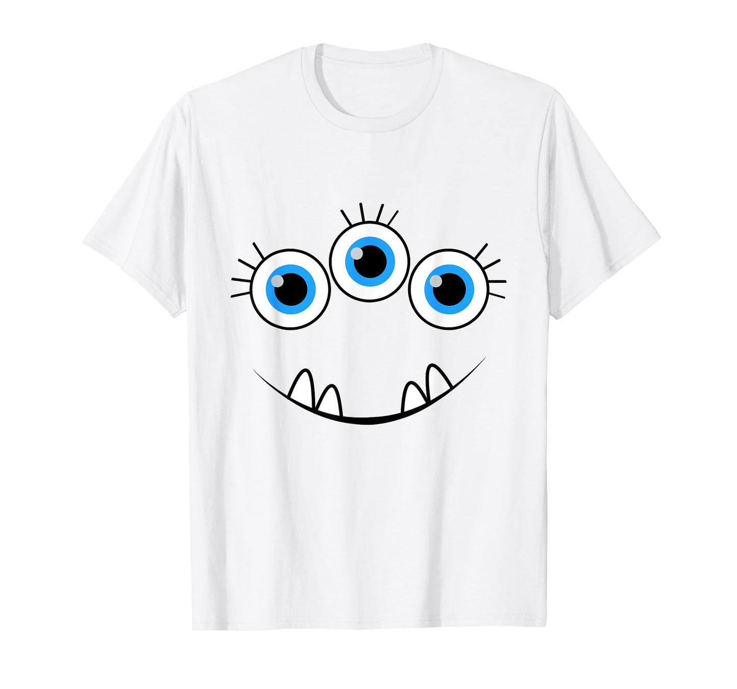Three Eyed Eyeballs Monster Face Funny Halloween Cute T-Shirt