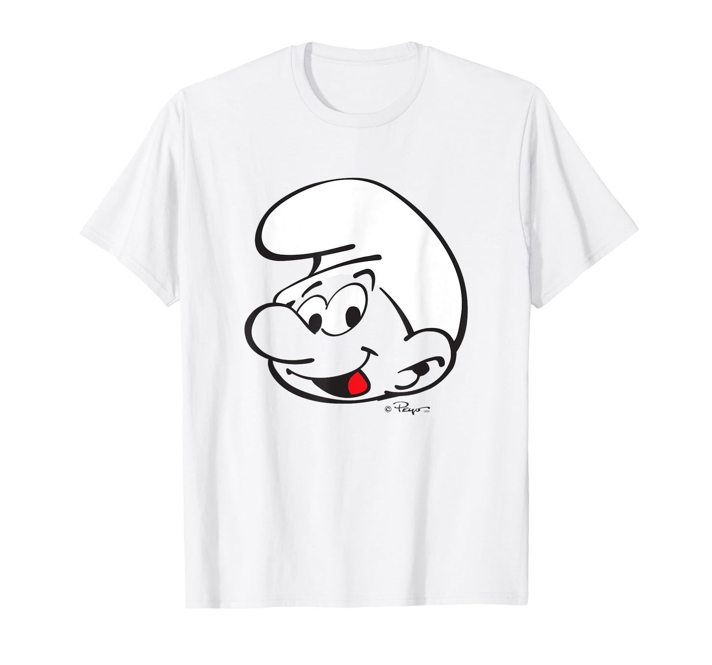 The Smurfs Large Smurf Head Design Retro Cartoon T-Shirt