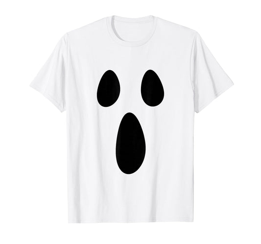Ghost Silly Face Spooky Halloween Ghoul Face Easy Costume T-Shirt