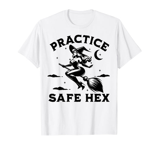 Practice Safe Hex - Halloween Witch Broom T-Shirt