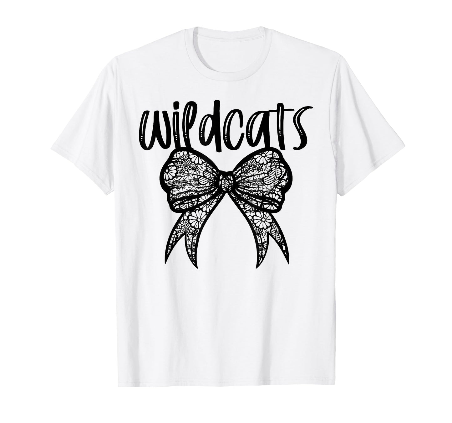 Wildcats Coquette Aesthetic Girly Team Mascot Lace Bow T-Shirt