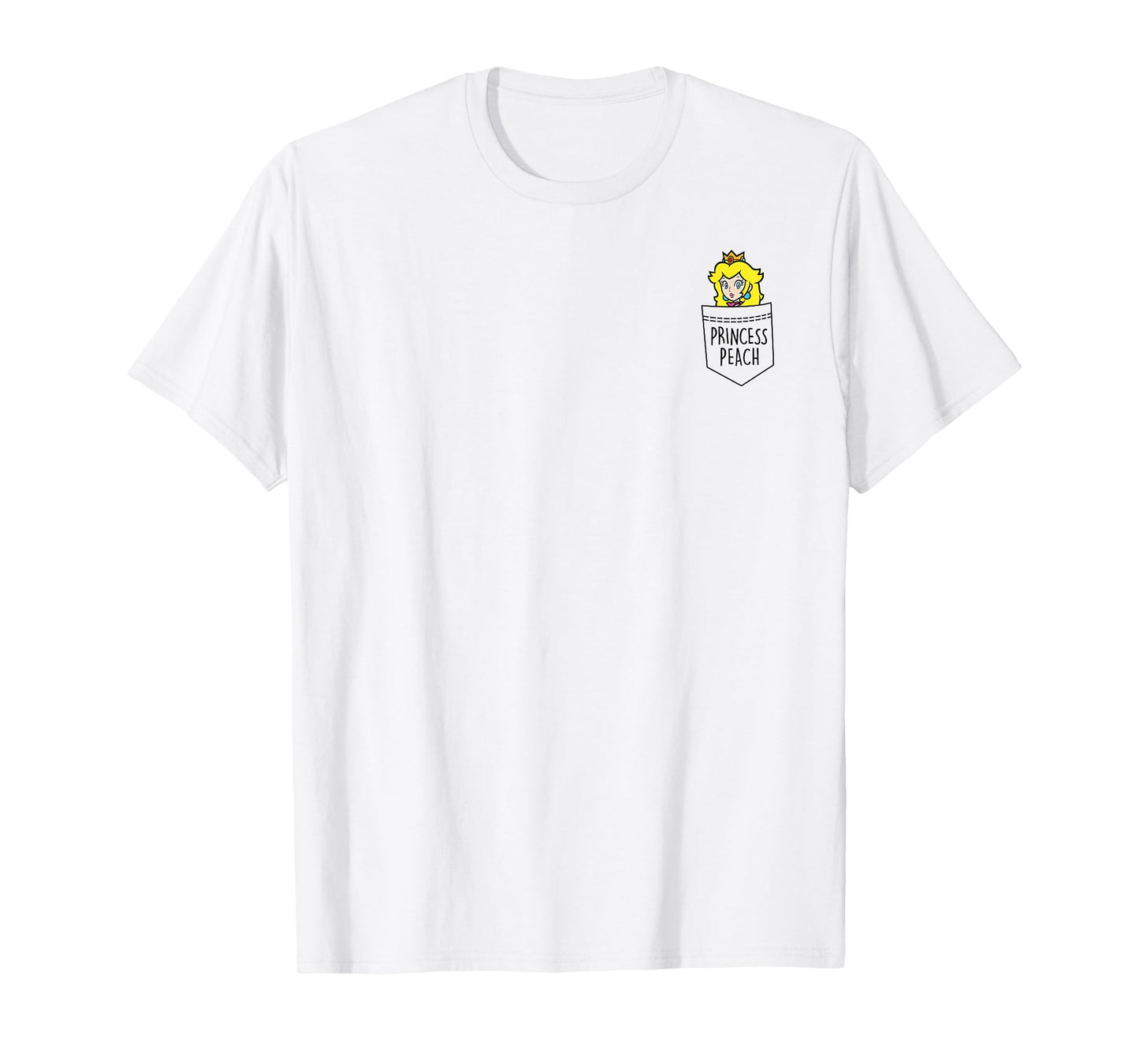 Super Mario Princess Peach Pocket Left Chest Graphic T-Shirt T-Shirt