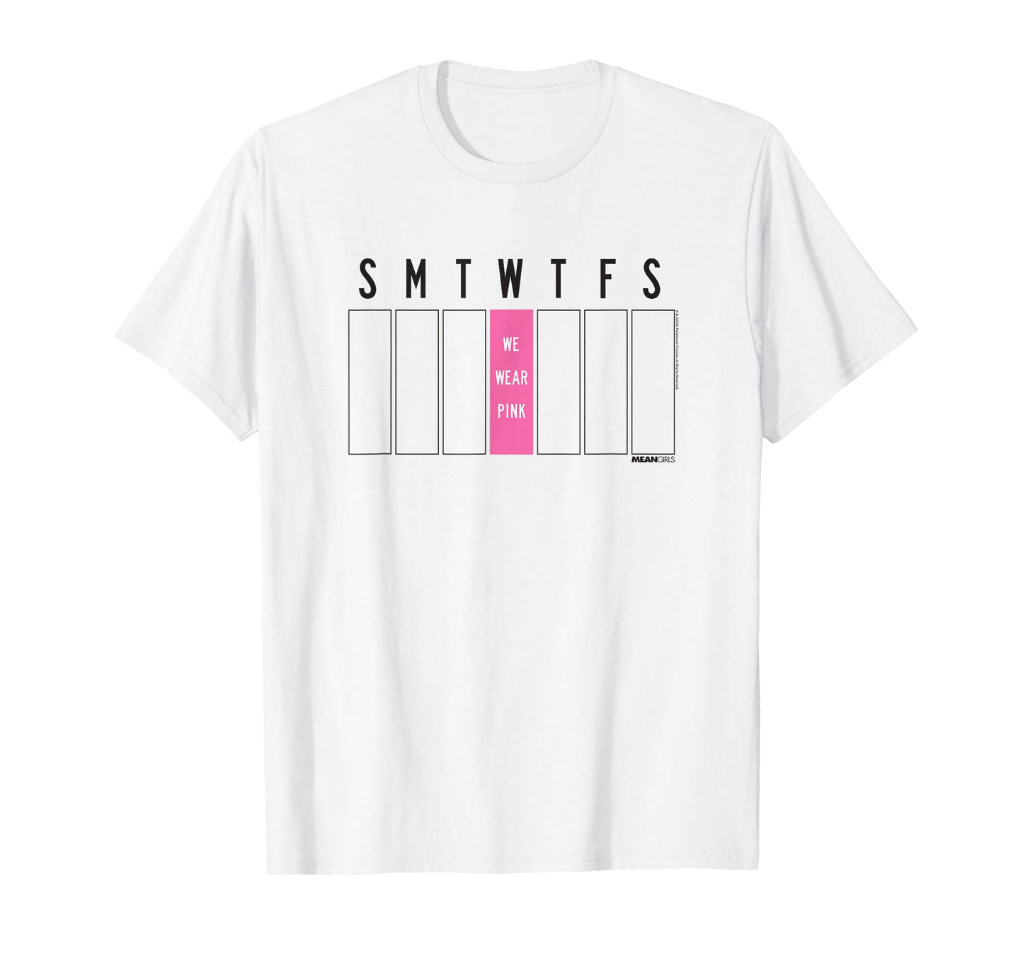 Mean Girls Weekly Calendar Wednesdays We Wear Pink Y2K Movie T-Shirt