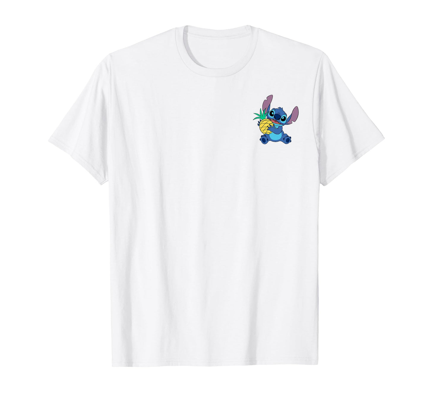 Disney Lilo & Stitch Cute Stitch With Pineapple Pocket Logo T-Shirt