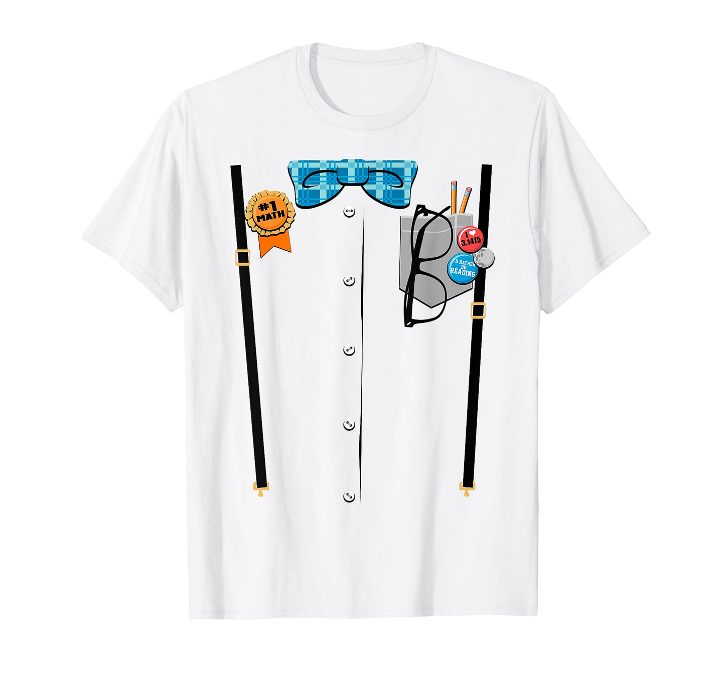 Halloween Nerd Suspenders Plaid Bow Tie Costume T-Shirt