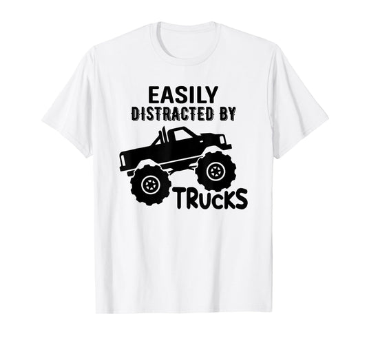 Easily Distracted By Trucks Truck Lover Boy Vintage T-Shirt